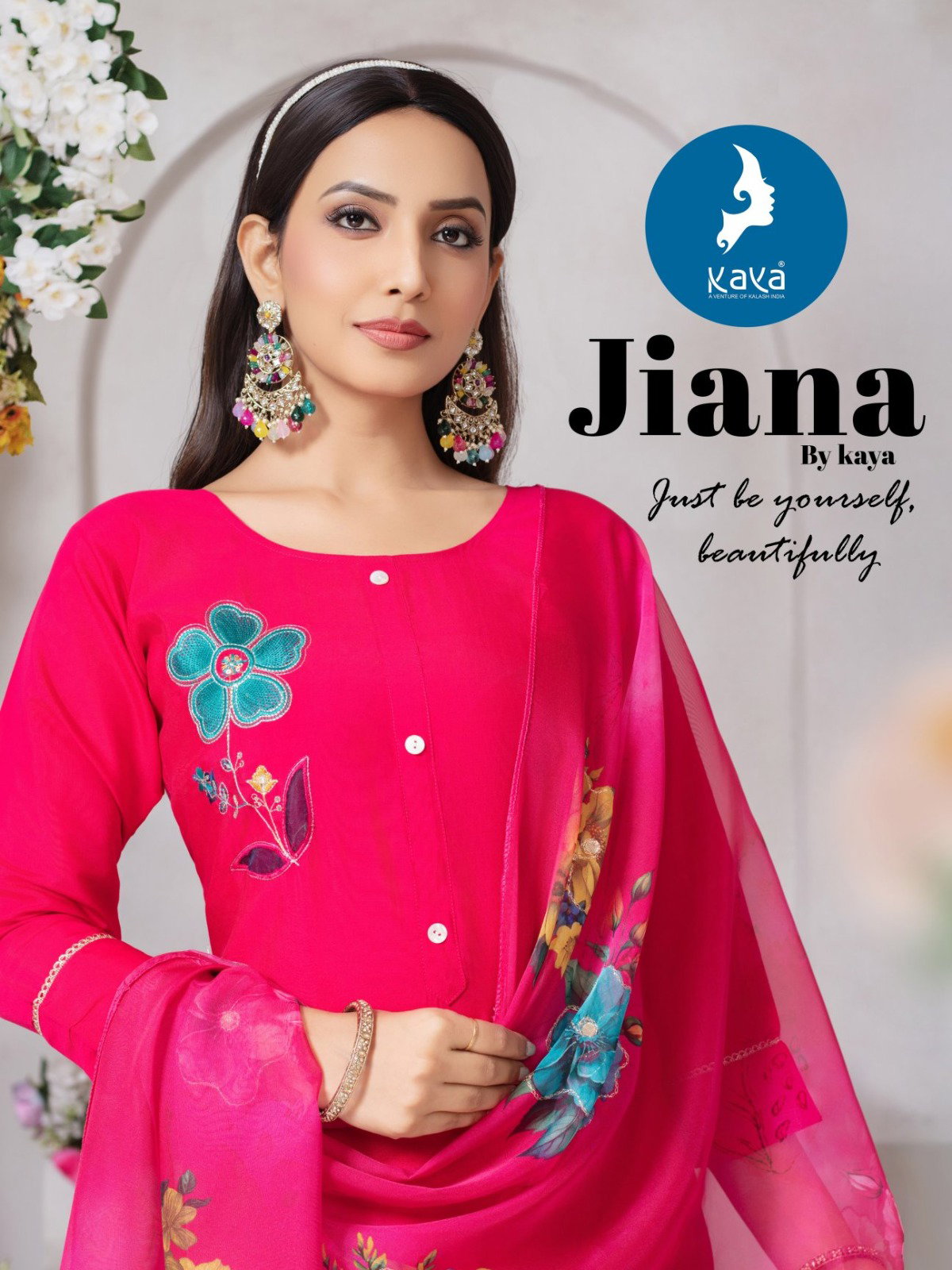 Kaya Jiana Roman Silk With Work Kurti Pant And Dupatta Collection