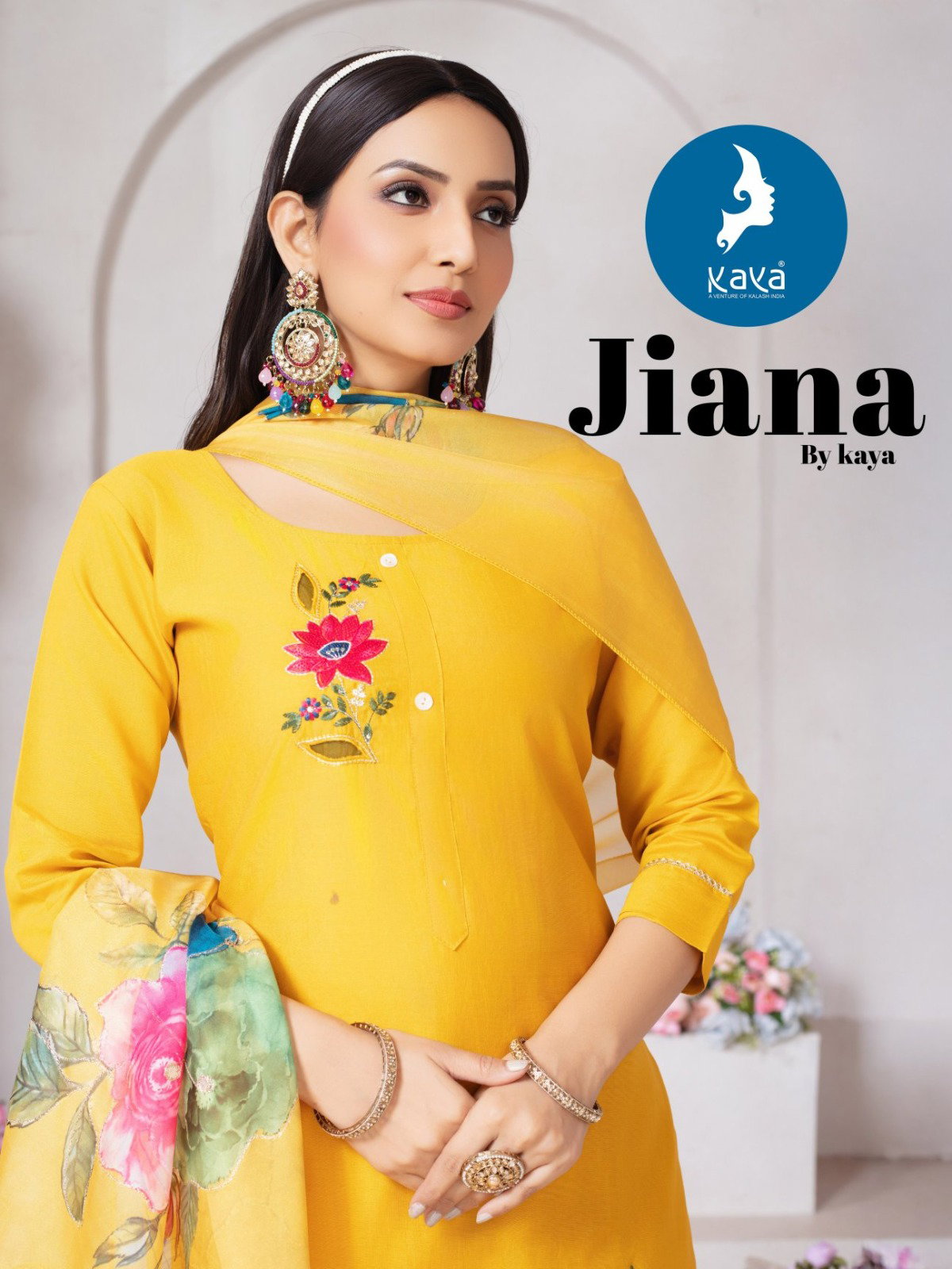 Kaya Jiana Roman Silk With Work Kurti Pant And Dupatta Collection