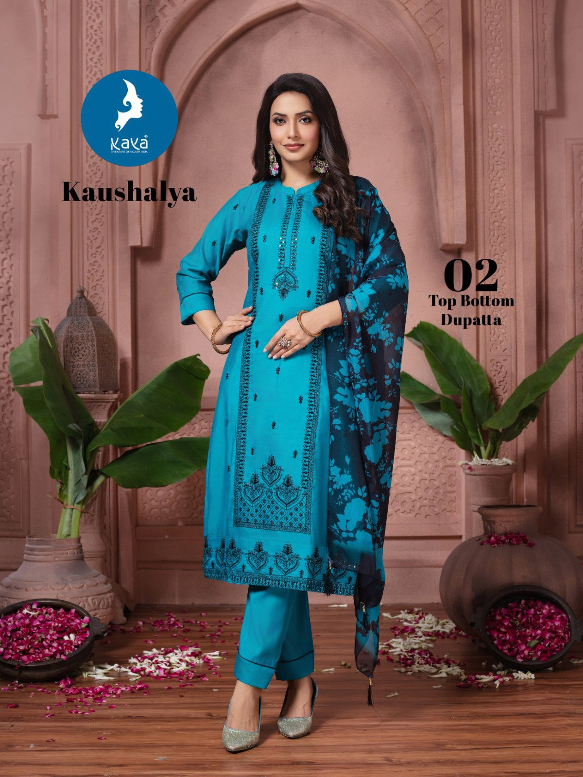 Kaya Kaushalya Roman Silk With Work Kurti Pant And Dupatta Collection