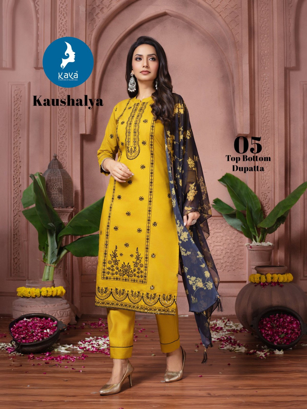 Kaya Kaushalya Roman Silk With Work Kurti Pant And Dupatta Collection