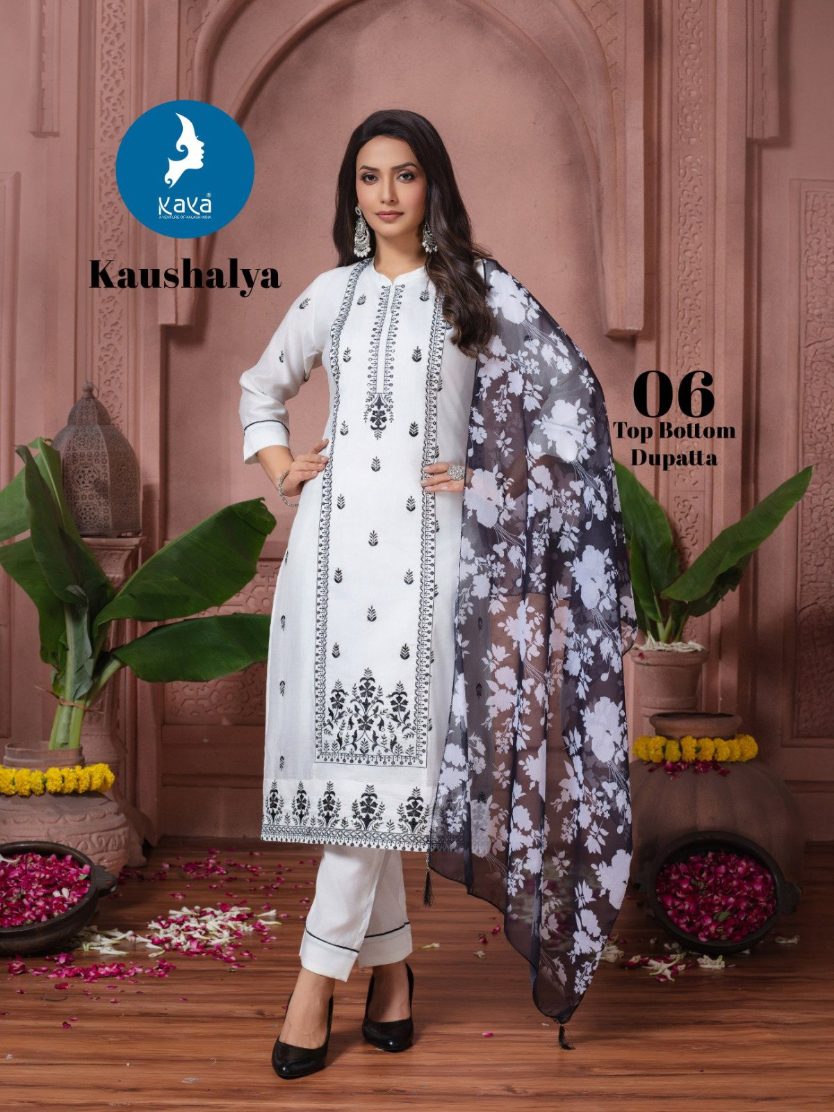 Kaya Kaushalya Roman Silk With Work Kurti Pant And Dupatta Collection