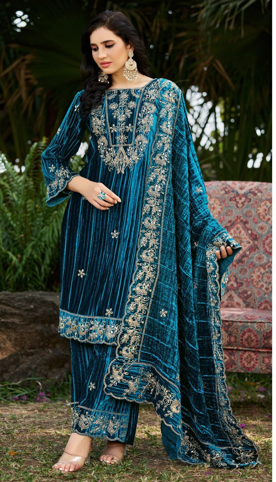 Bilqis B 240 A To D Ice Velvet With Embroidered Pakistani Salwar Kameez