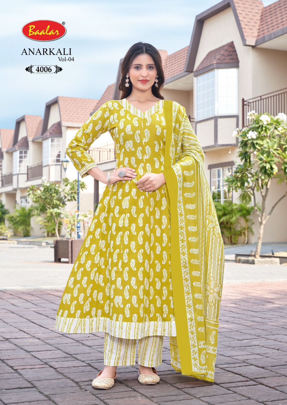 Baalar Anarkali Vol 4 Readymade Cotton Printed Anarkali Kurti Pent With Dupatta