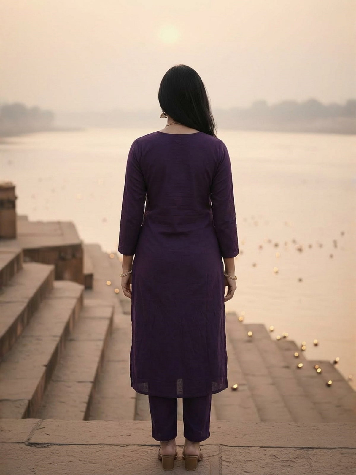 Navya Kurti 194 Party Wear Embroidery Worked Cotton Silk Kurti with Pant and Dupatta Set