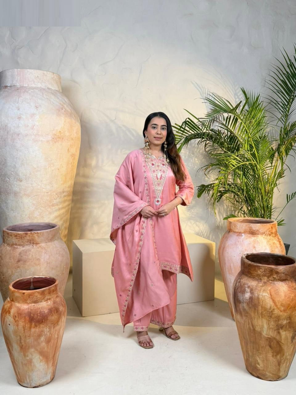 Naisha K 557 Roman Glass Designer Kurti Pant And Dupatta Collection