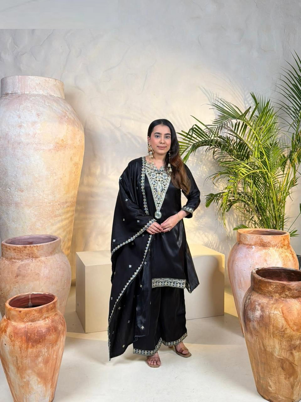 Naisha K 557 Roman Glass Designer Kurti Pant And Dupatta Collection