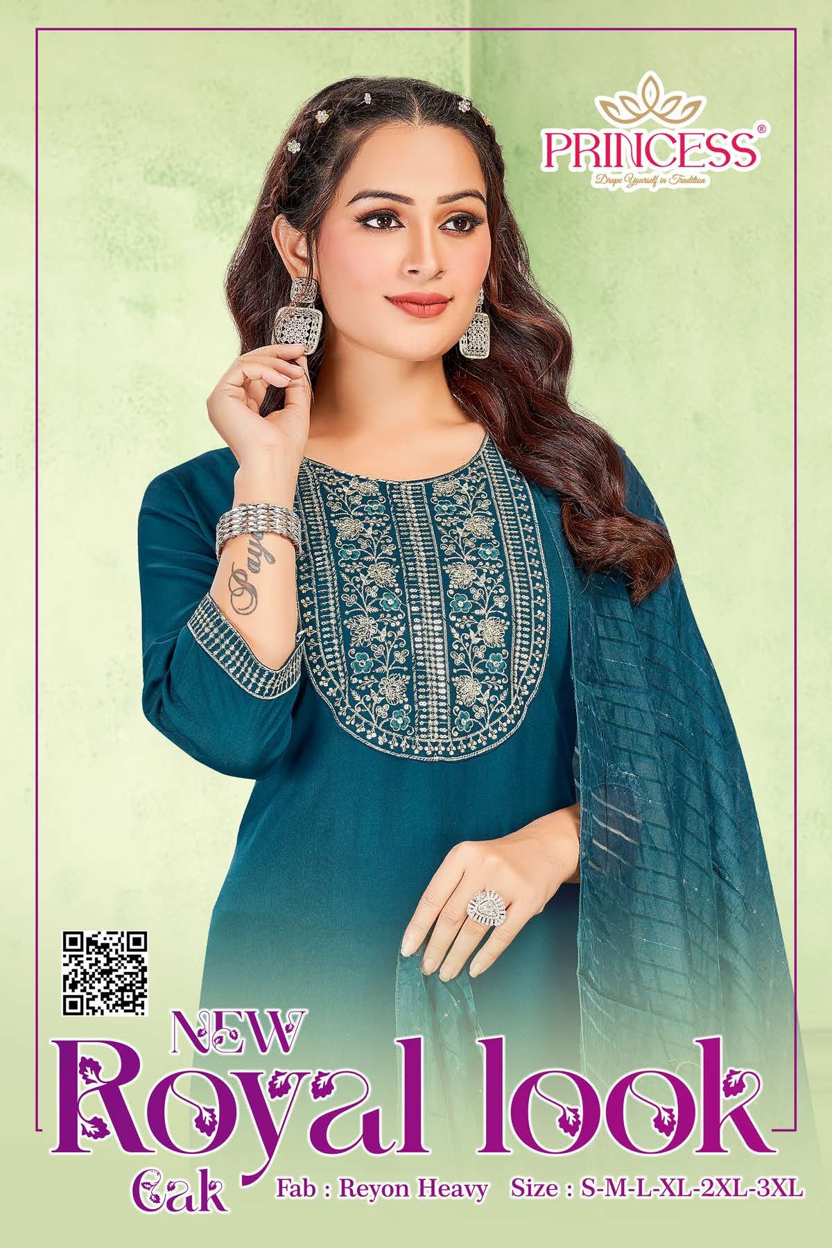 Royal Look Rayon Embroidery Worked Fancy Kurti With Bottom Dupatta