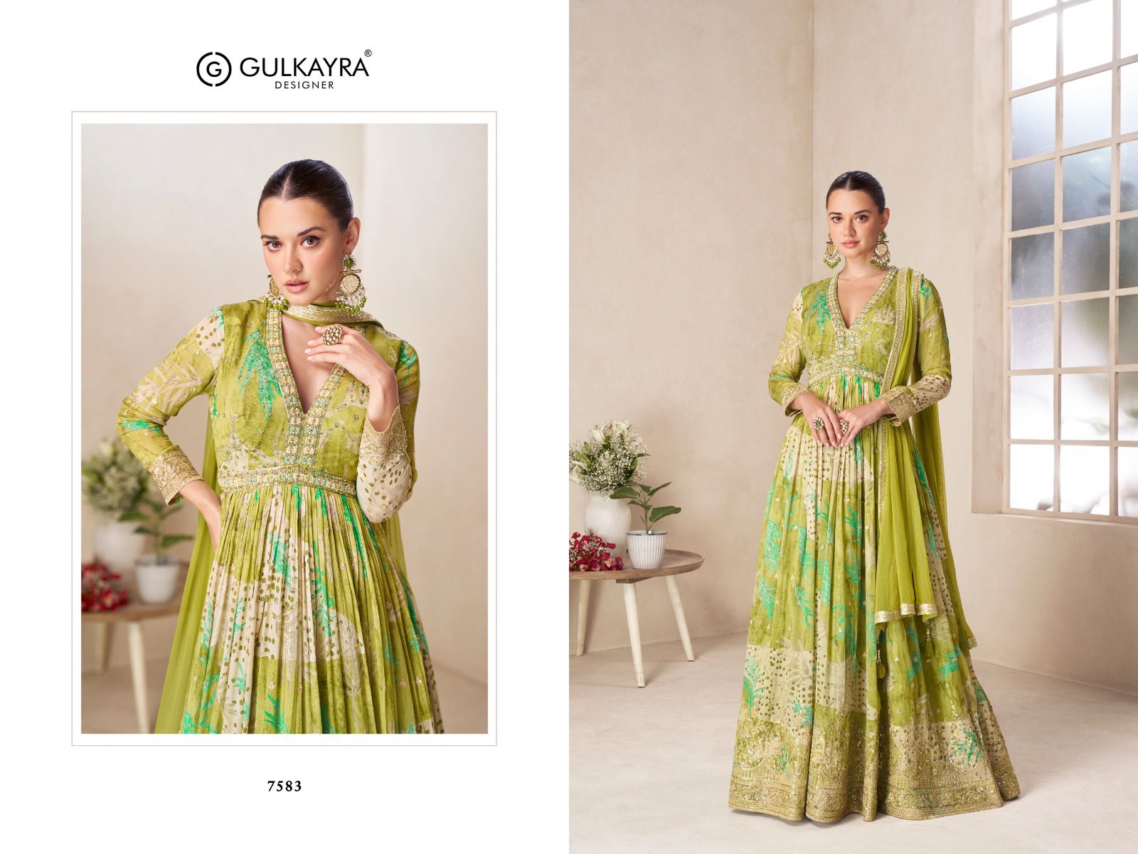 Gulkayra Rushika Chinon Digital With Embroidery Work Gown And Dupatta