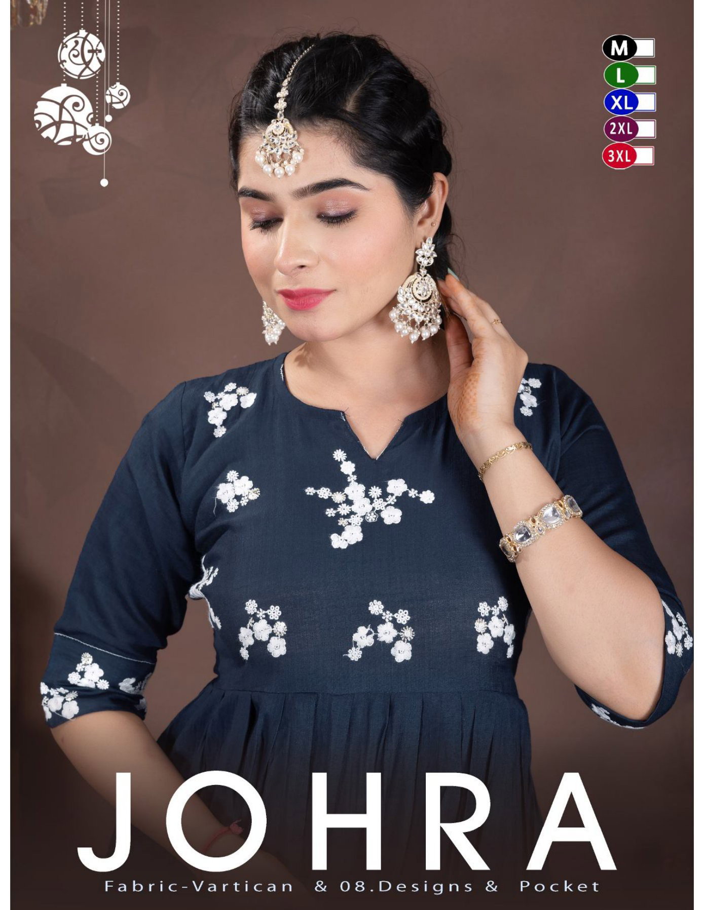 Johra D No 01 To 08 Vartican Anarkali Kurti With Bottom Dupatta