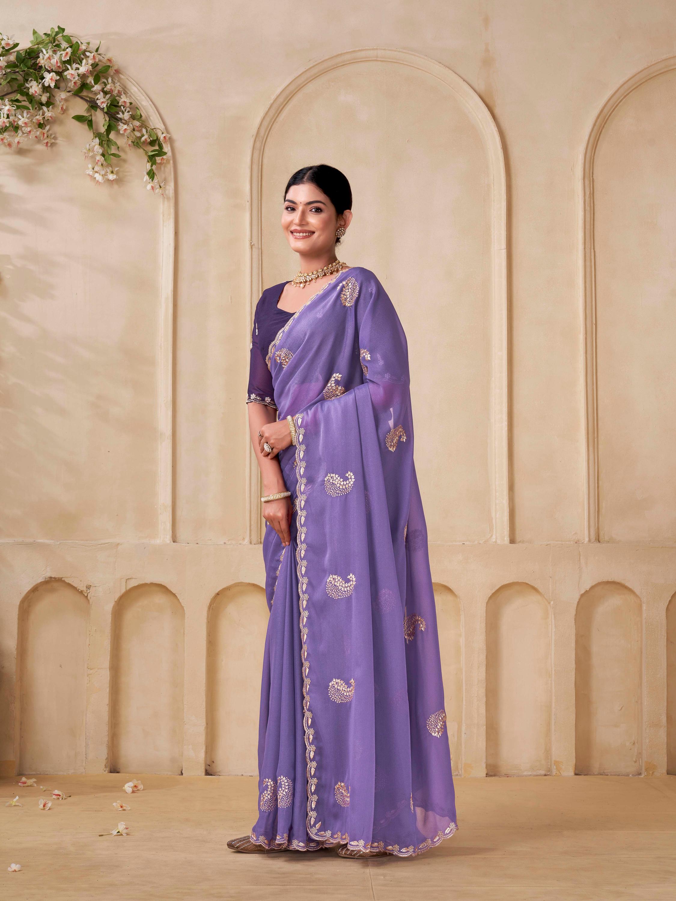 Shanta Modal Georgette Embroidery Zari Worked Saree Collection