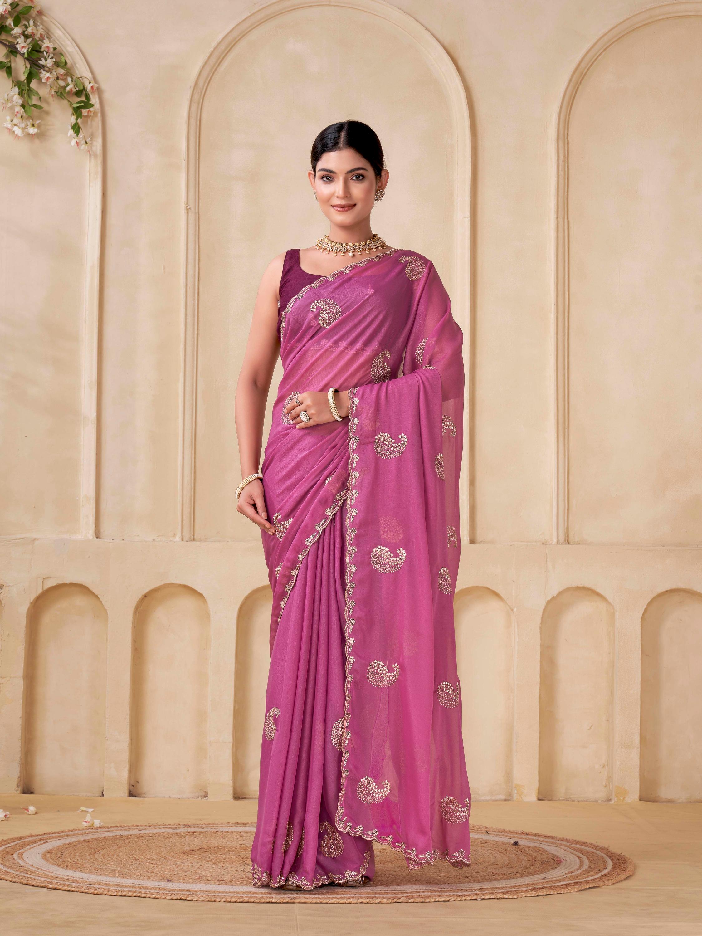 Shanta Modal Georgette Embroidery Zari Worked Saree Collection