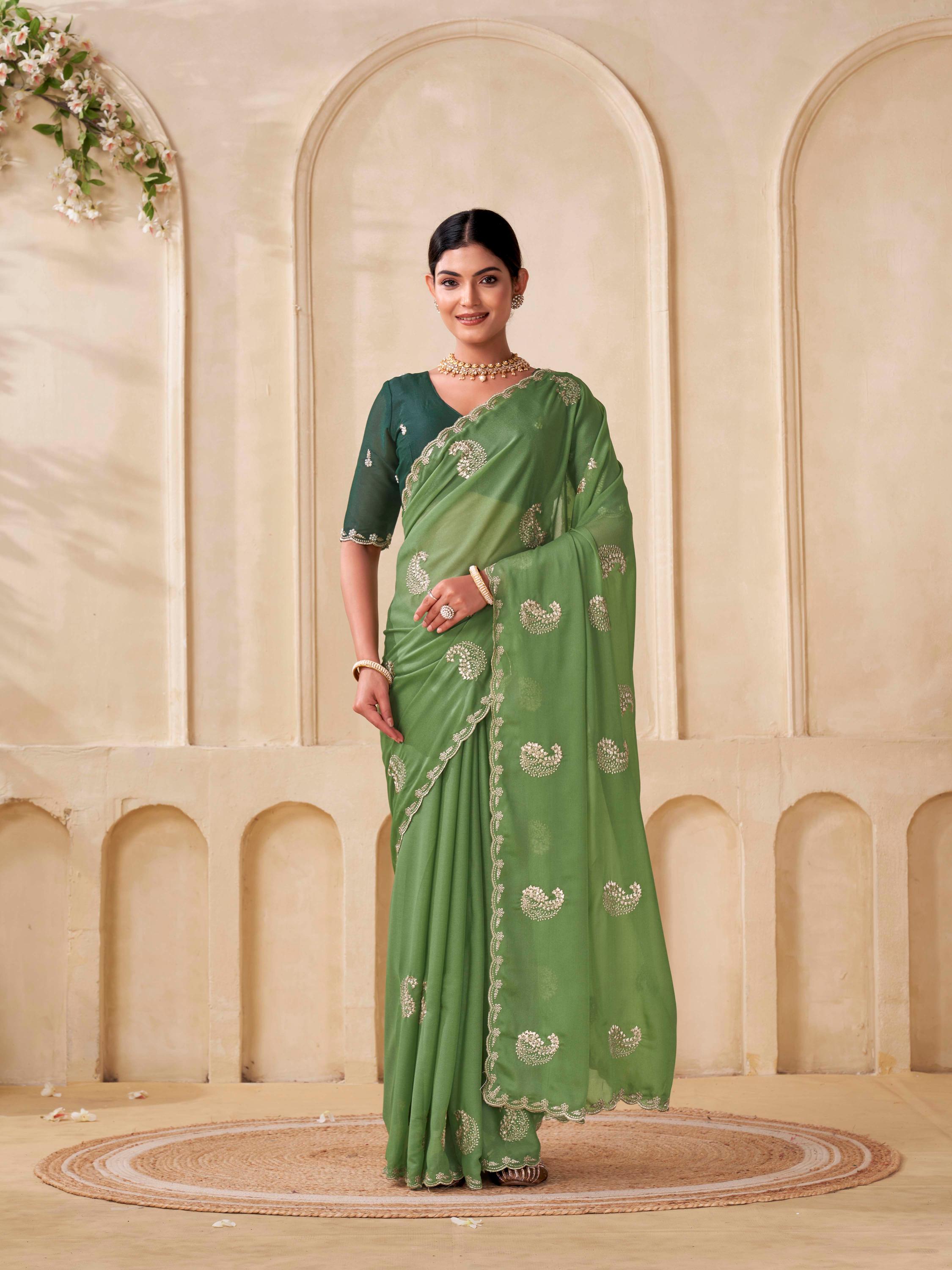 Shanta Modal Georgette Embroidery Zari Worked Saree Collection