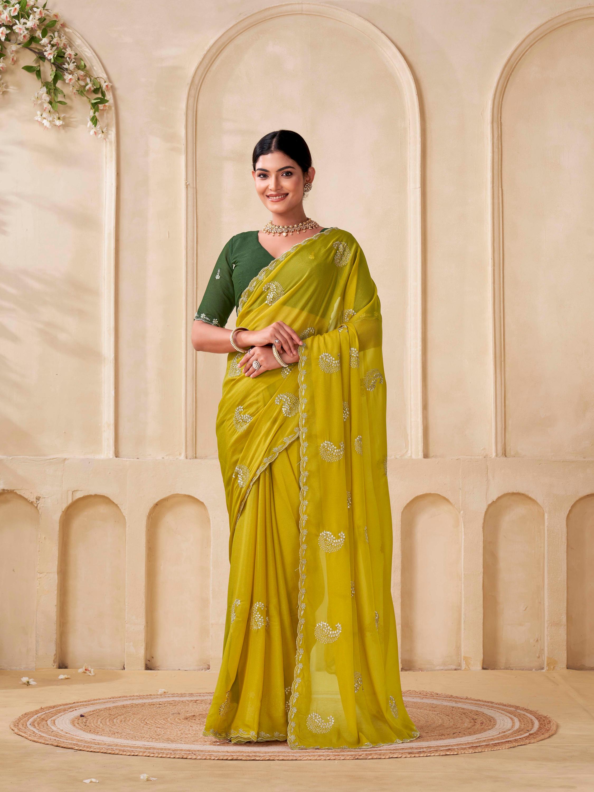 Shanta Modal Georgette Embroidery Zari Worked Saree Collection