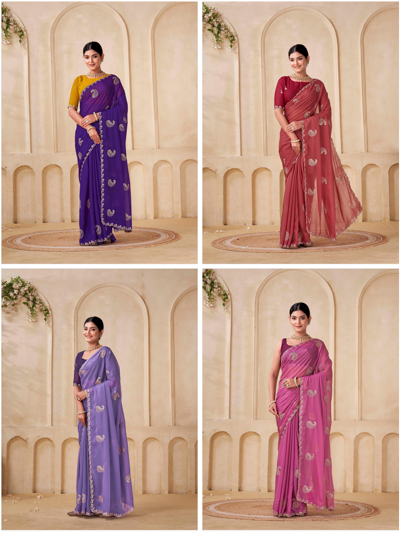Shanta Modal Georgette Embroidery Zari Worked Saree Collection