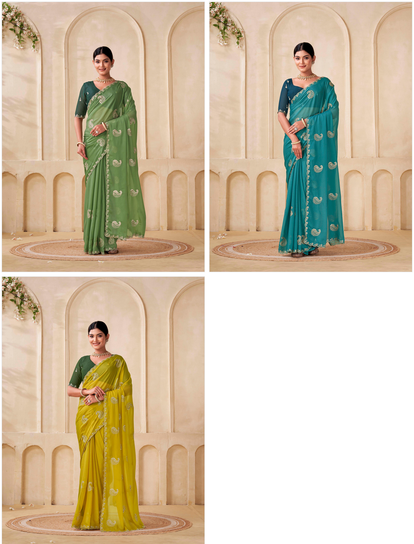 Shanta Modal Georgette Embroidery Zari Worked Saree Collection
