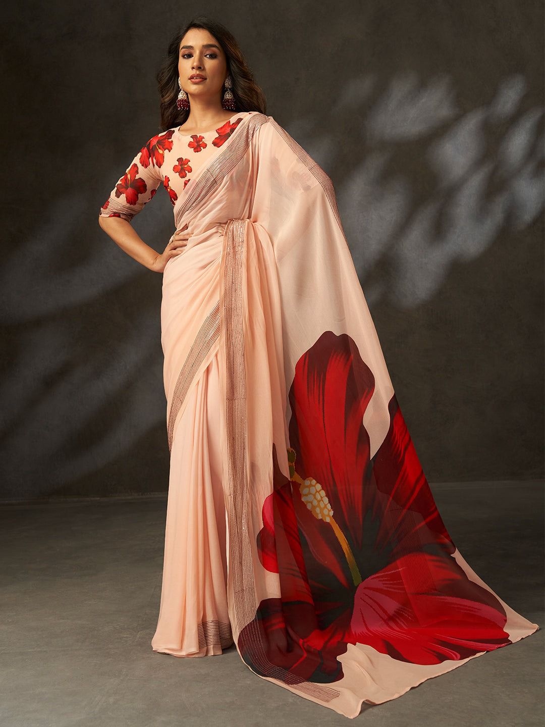Csn Printed Silk Georgette Silk Digital Printed Fancy Saree Collection