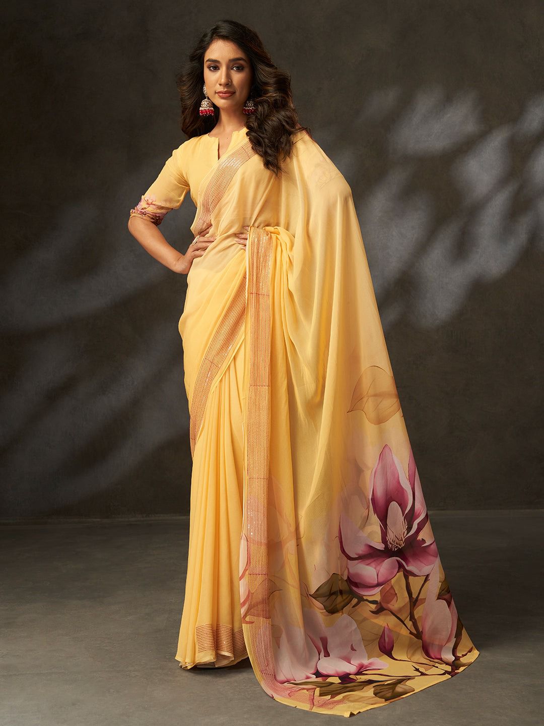 Csn Printed Silk Georgette Silk Digital Printed Fancy Saree Collection