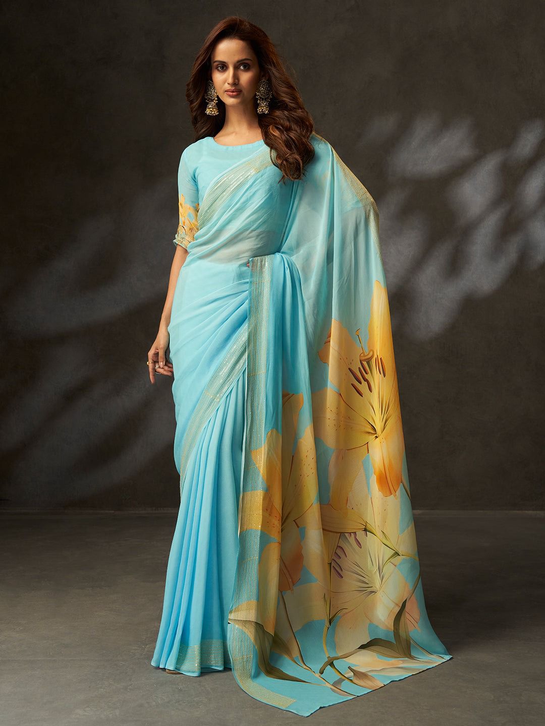 Csn Printed Silk Georgette Silk Digital Printed Fancy Saree Collection