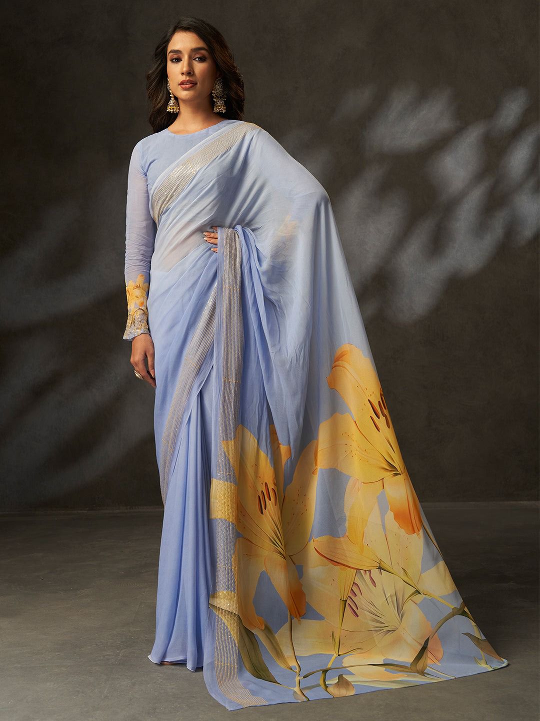 Csn Printed Silk Georgette Silk Digital Printed Fancy Saree Collection