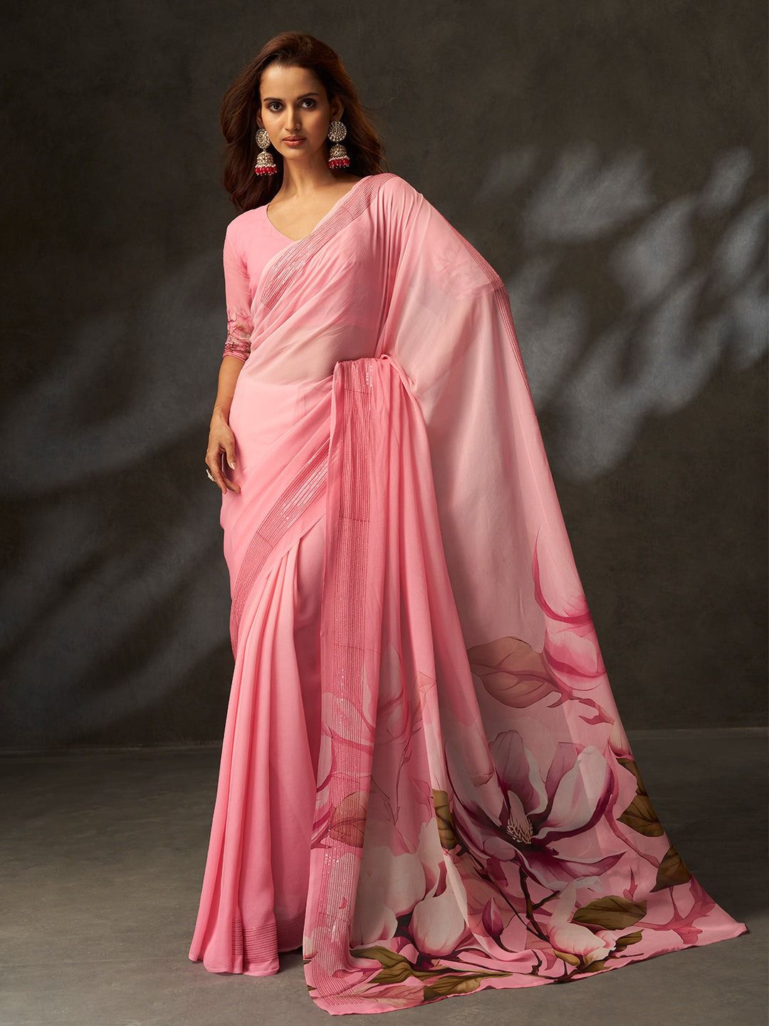 Csn Printed Silk Georgette Silk Digital Printed Fancy Saree Collection