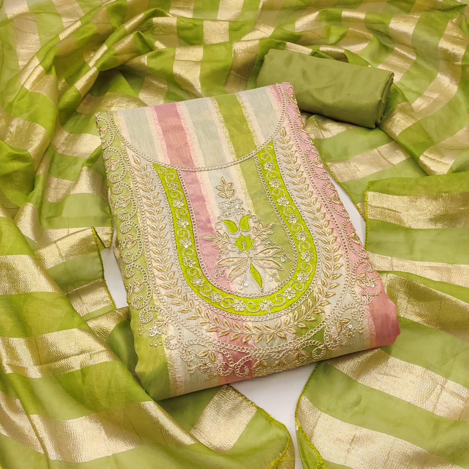 Designer Sindari Simmer Silk Lining Kodding Squance Work Dress material Collection