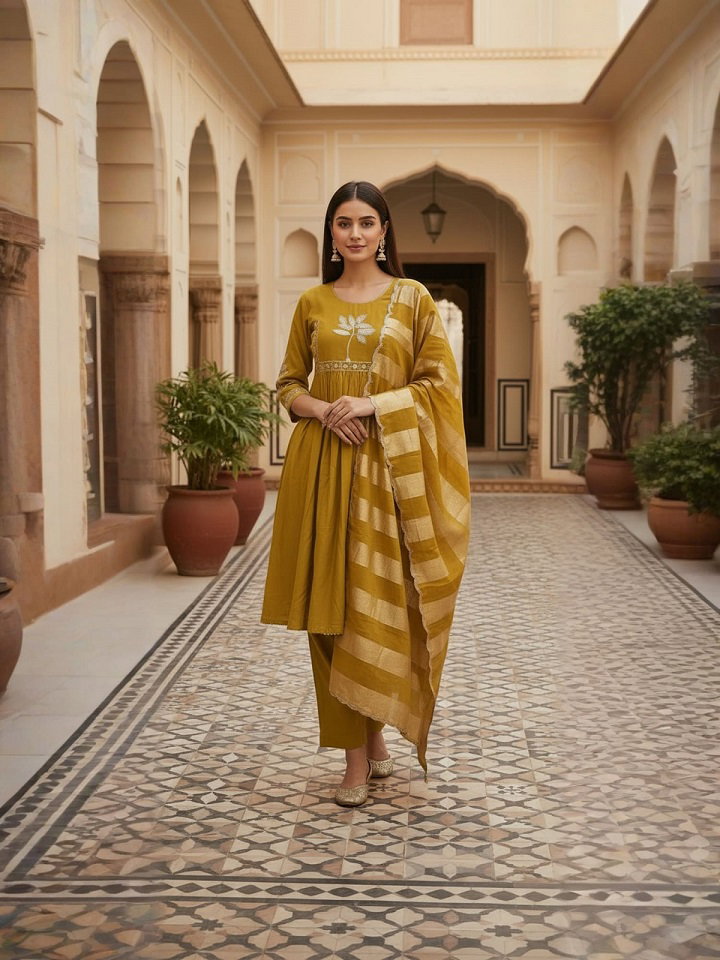 Navya Kurti 195 Party Wear Embroidery Worked Silk Blend Kurti with Pant and Dupatta Set