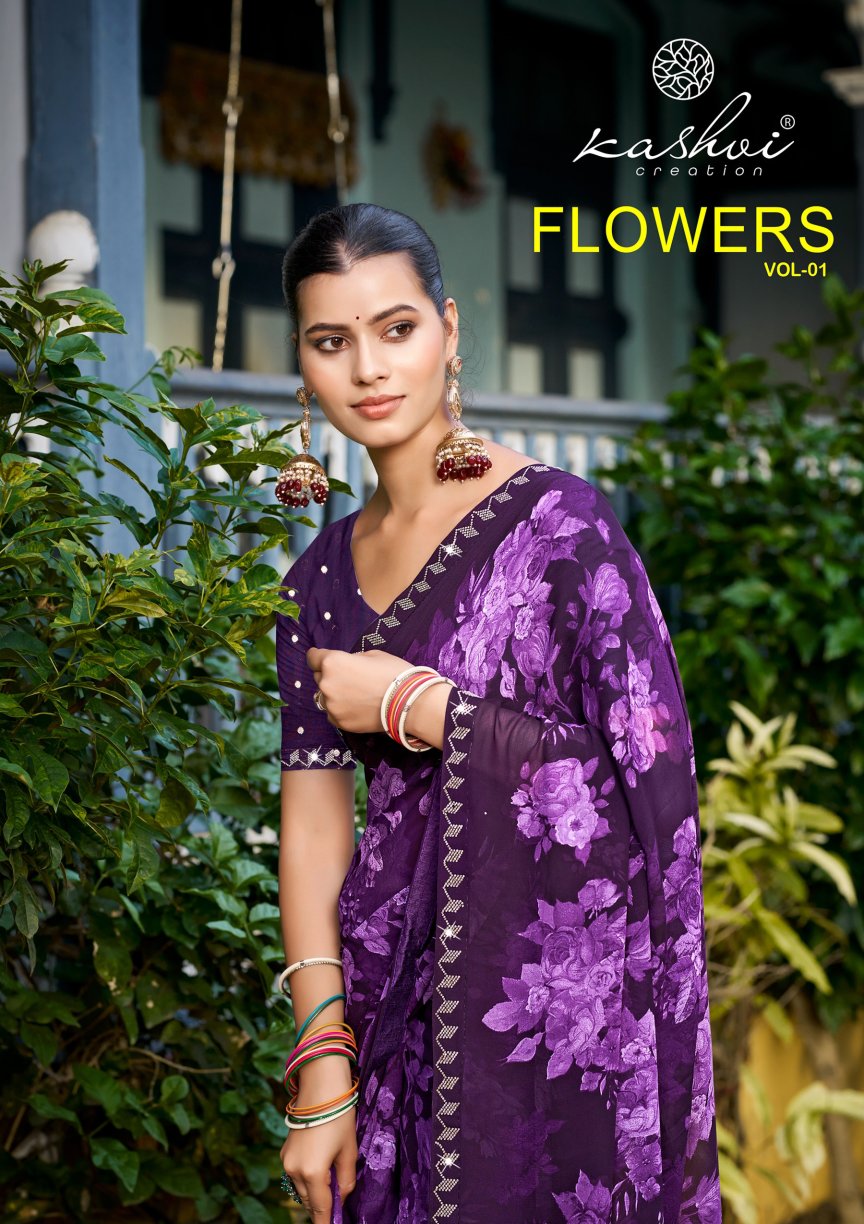 Kashvi Flowers Vol 1 Georgette With Work Saree Collection