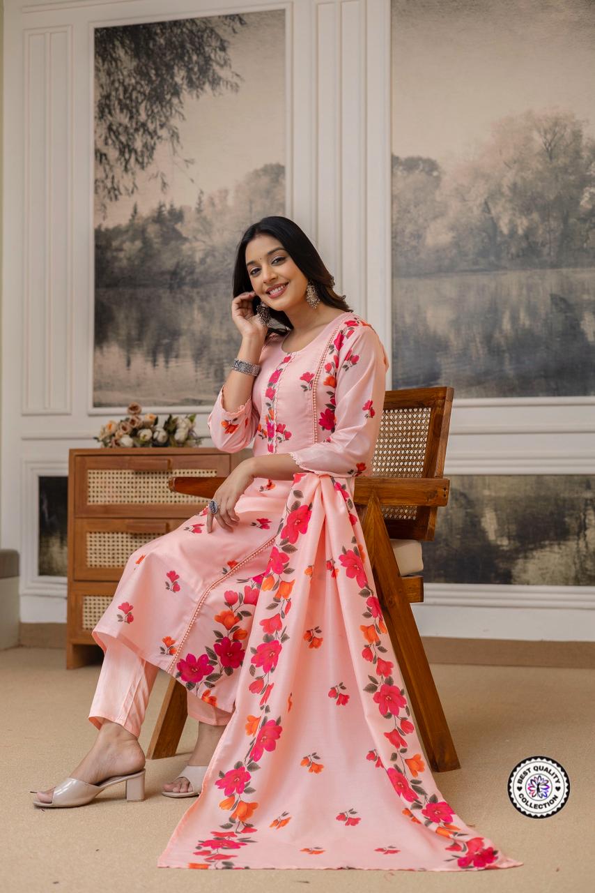 Lekha KL 4089 Cotton Printed Kurti Bottom With Dupatta