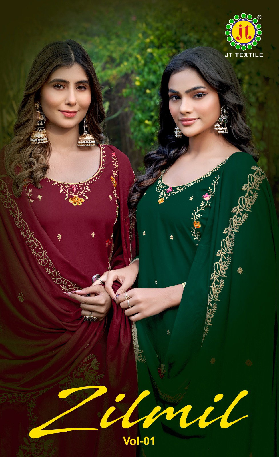 Jt Zilmil Vol 1 Rayon With Embroidery Work Dress Material Collection