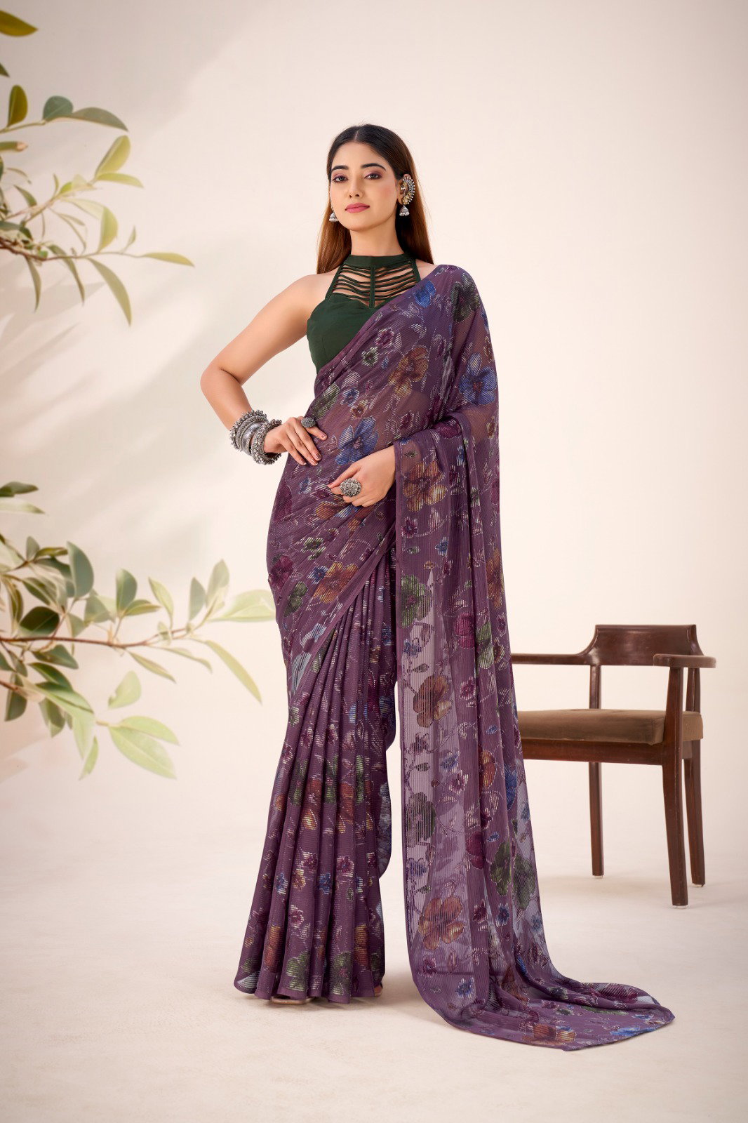 Lekha YF 7051 Lurex Brasso Floral Viscose Fancy Saree Collection