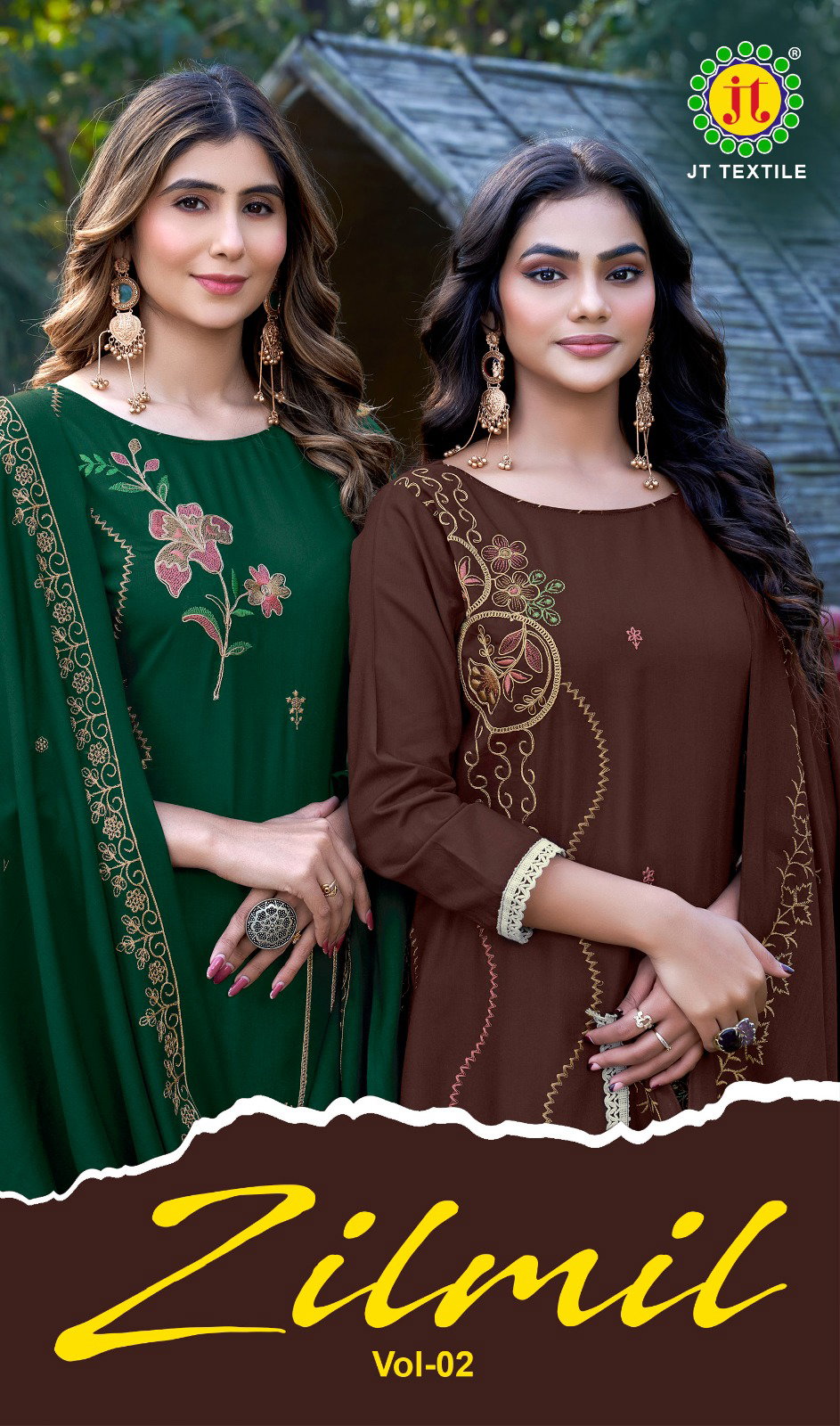 Jt Zilmil Vol 2 Rayon With Embroidery Work Dress Material Collection