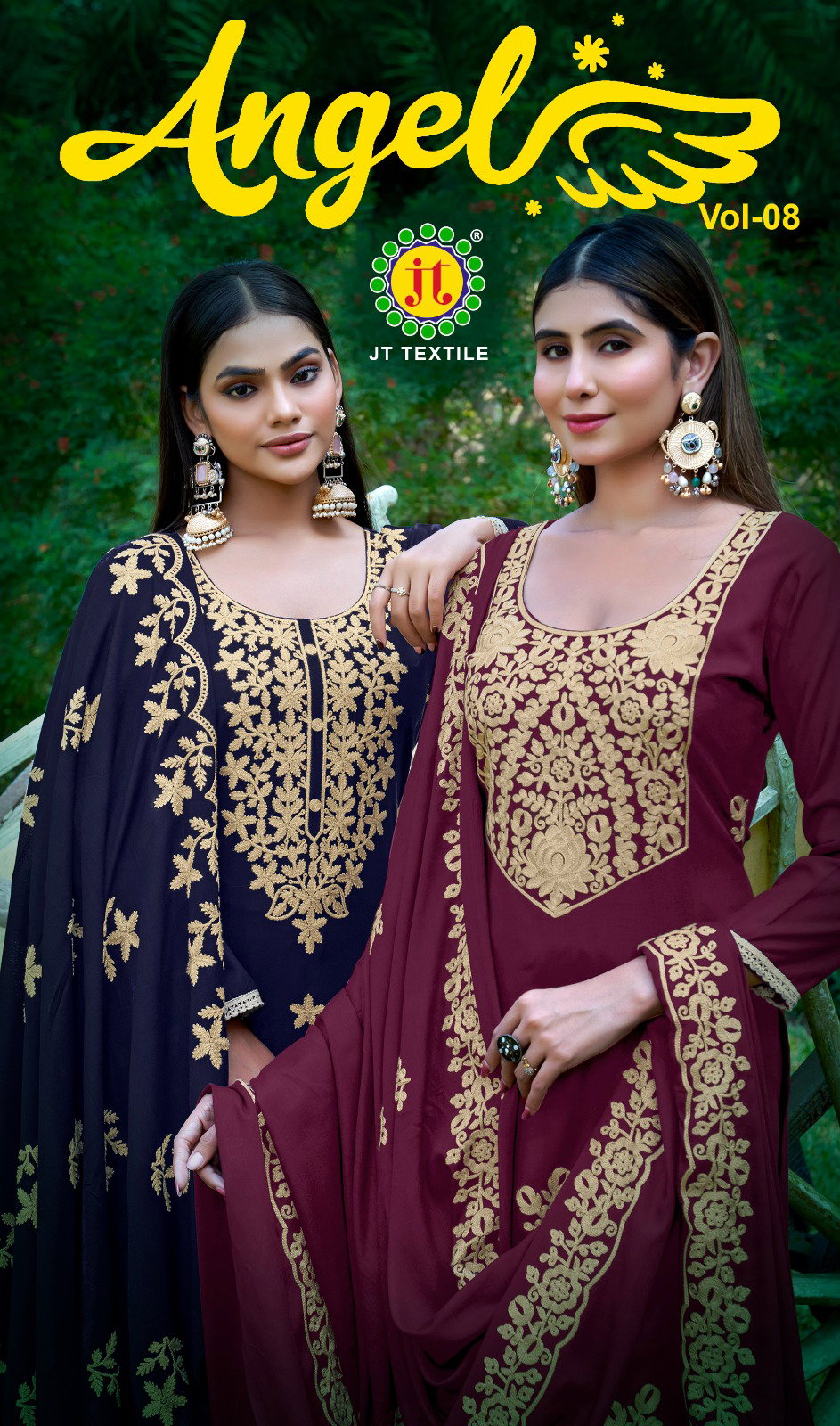 Jt Angel Vol 8 Rayon With Embroidery Work Dress Material Collection