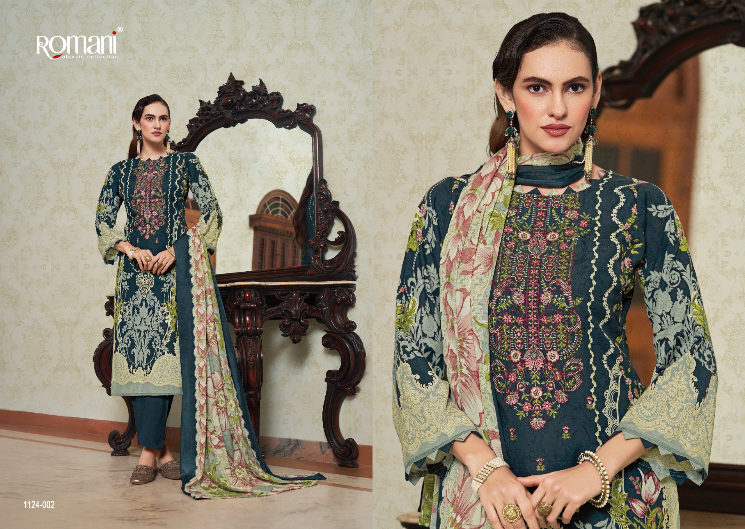 Romani Aarzu Vol 25 Cotton Digital Printed With Embroidery Dress Material