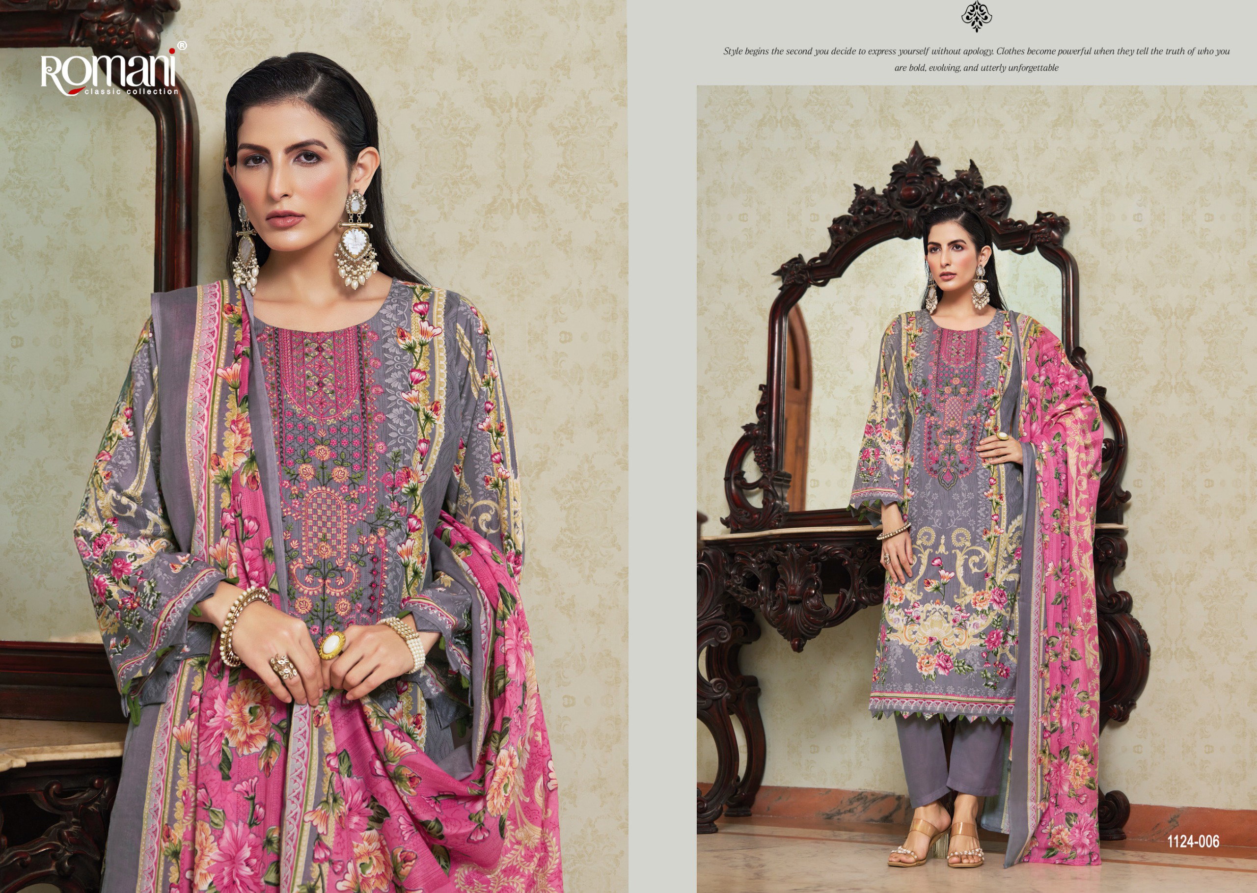 Romani Aarzu Vol 25 Cotton Digital Printed With Embroidery Dress Material