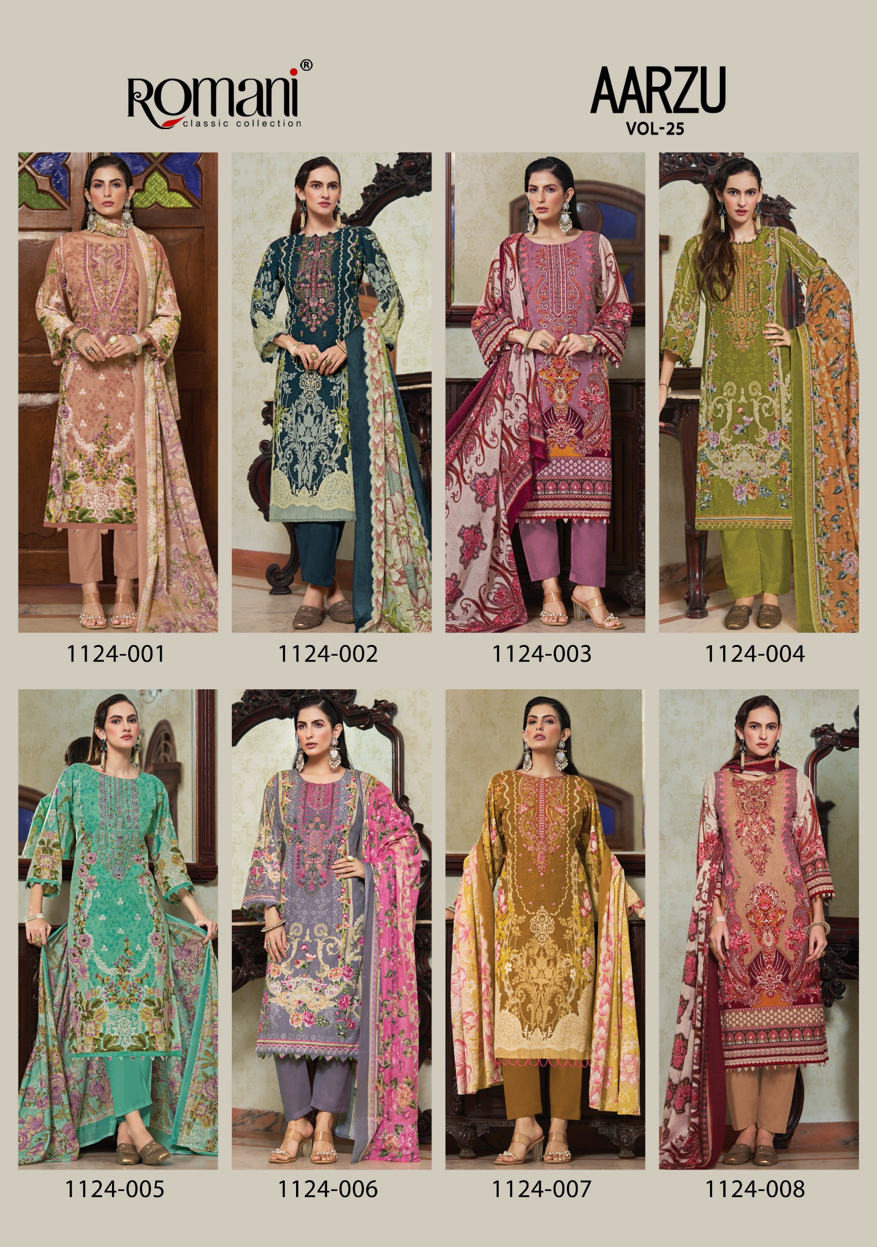 Romani Aarzu Vol 25 Cotton Digital Printed With Embroidery Dress Material