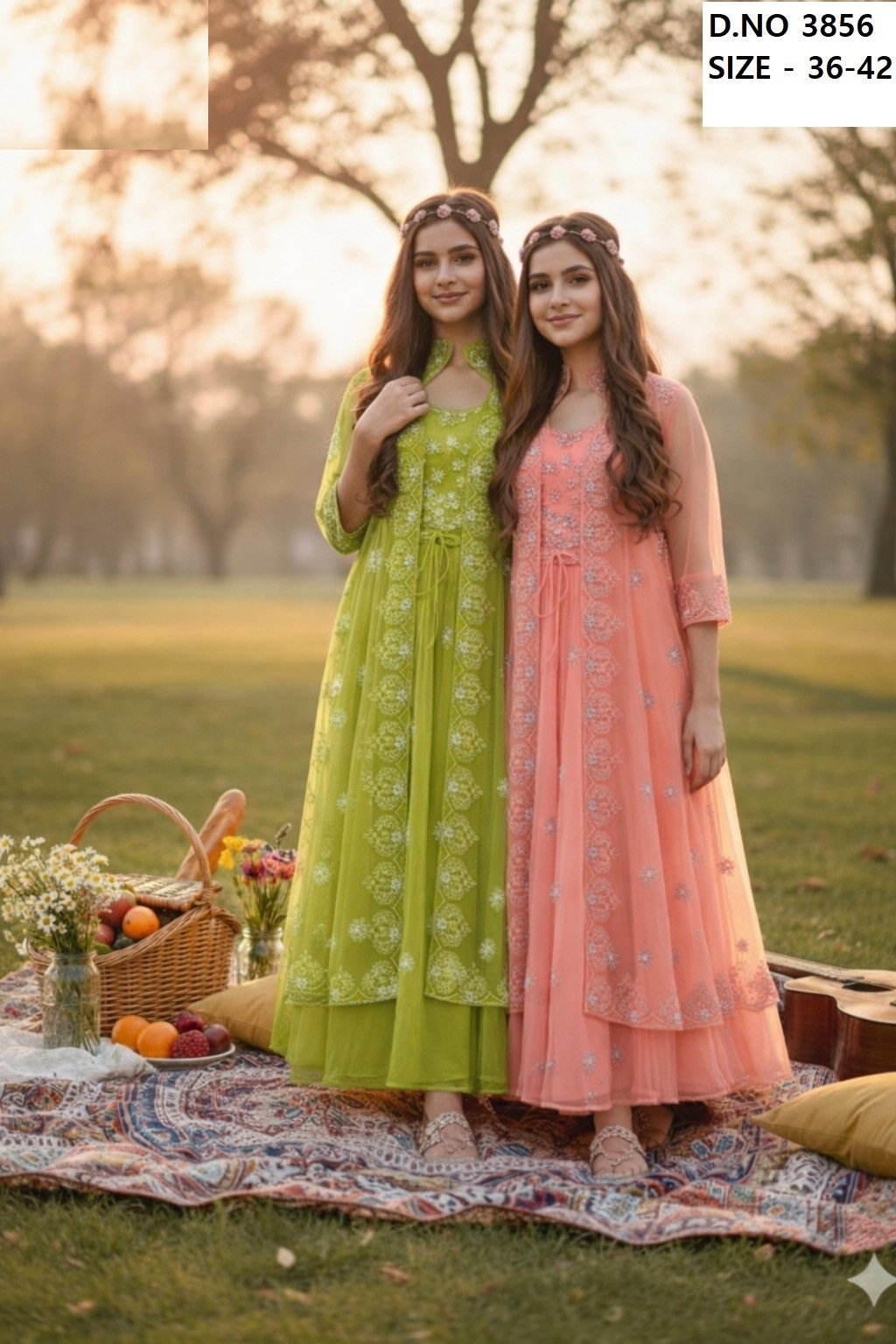 Mannika Gown Set With Jacket 3856 Net Designer Collection