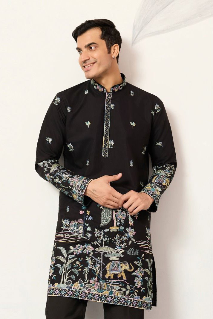 Shubhvastra Couture Kurta Viscose Silk Thread Work Kurta Pajama Collection