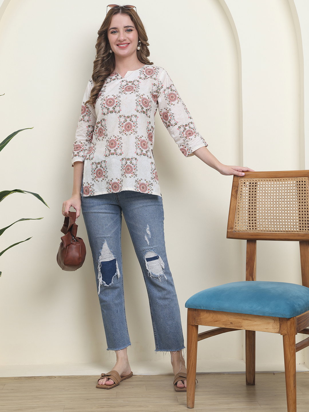 Hr C 237 Cotton Printed Laddies Top Collection
