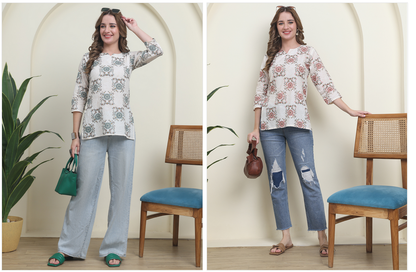 Hr C 237 Cotton Printed Laddies Top Collection