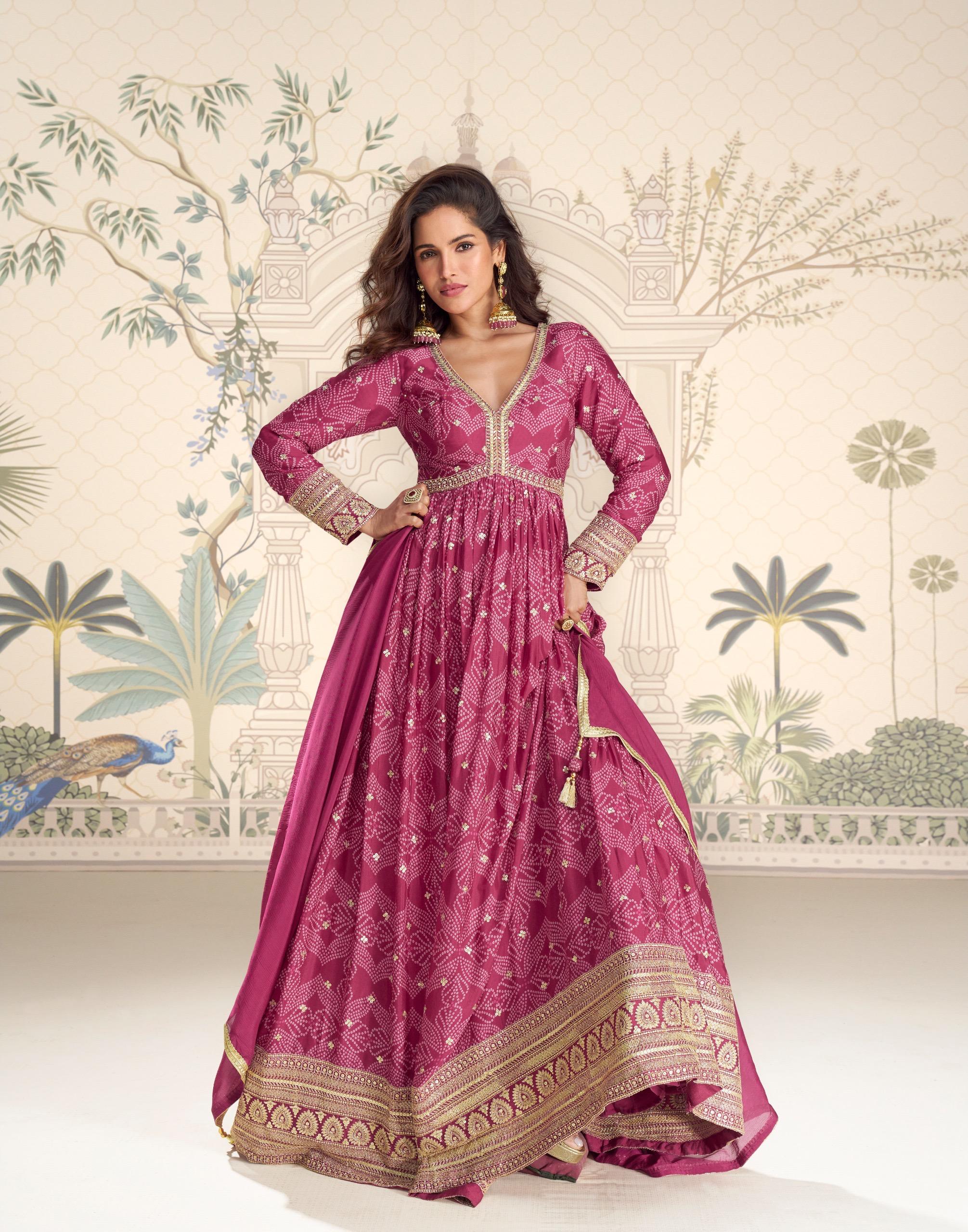 Sayuri Bandhan Chinon Silk With Embroidered Gown And Dupatta Collection