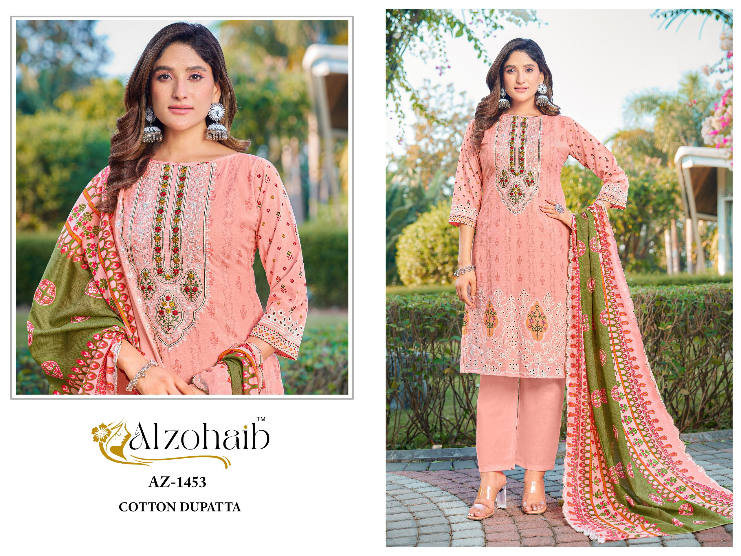 Alzohaib Aaliya Vol 1 Chiffon Dupatta Cotton Pakistani Salwar Kameez