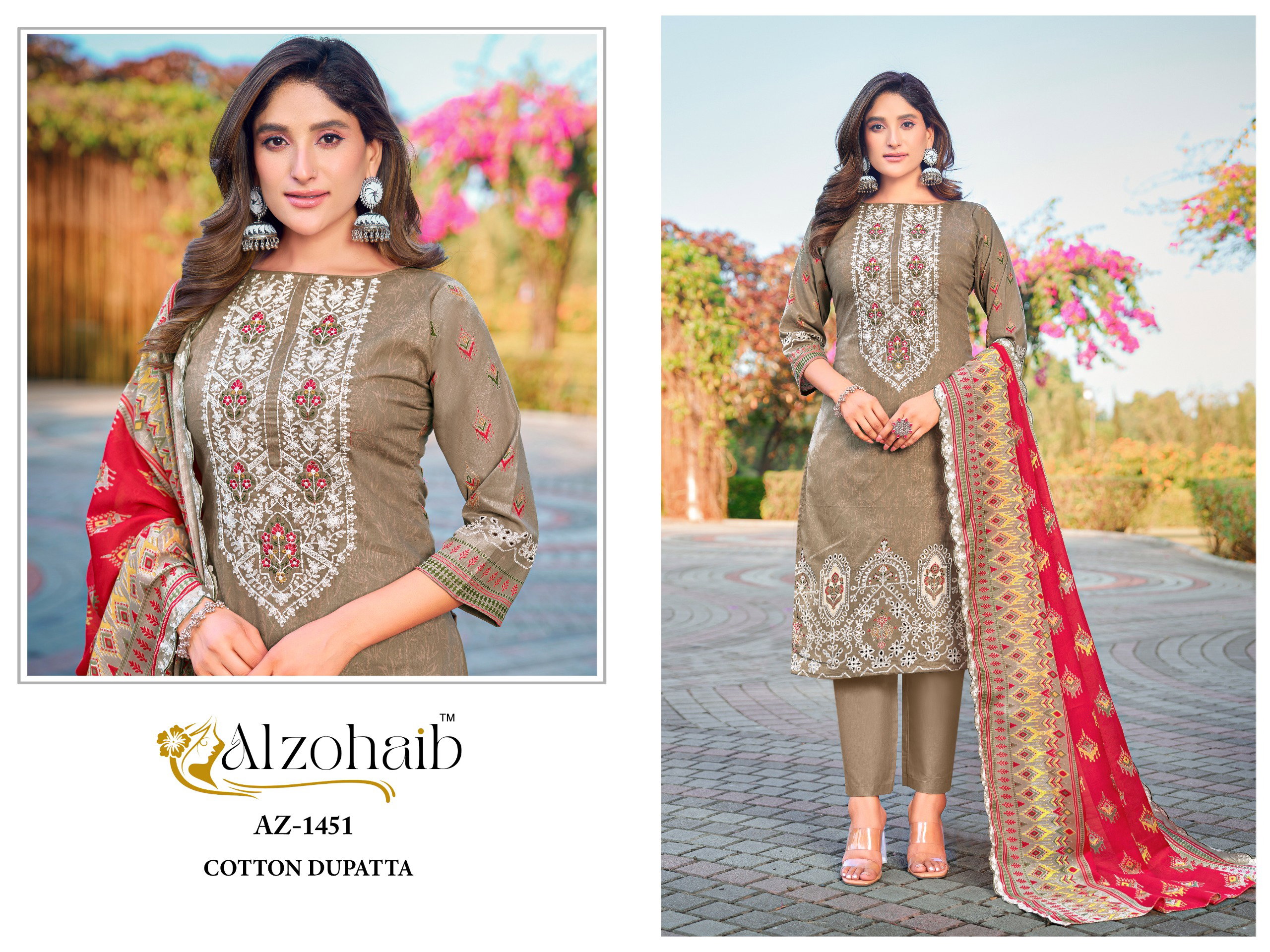 Alzohaib Aaliya Vol 1 Chiffon Dupatta Cotton Pakistani Salwar Kameez