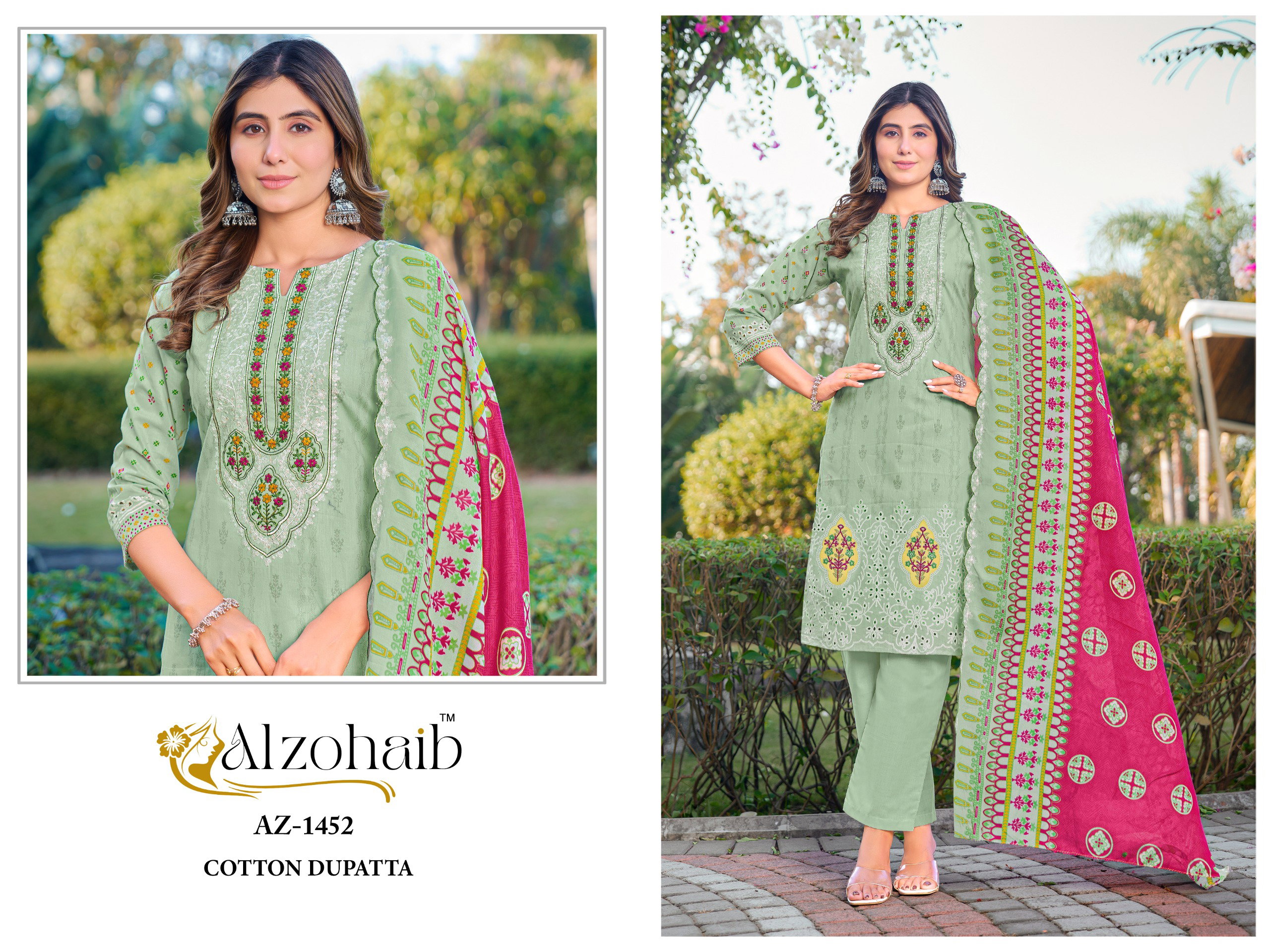 Alzohaib Aaliya Vol 1 Chiffon Dupatta Cotton Pakistani Salwar Kameez