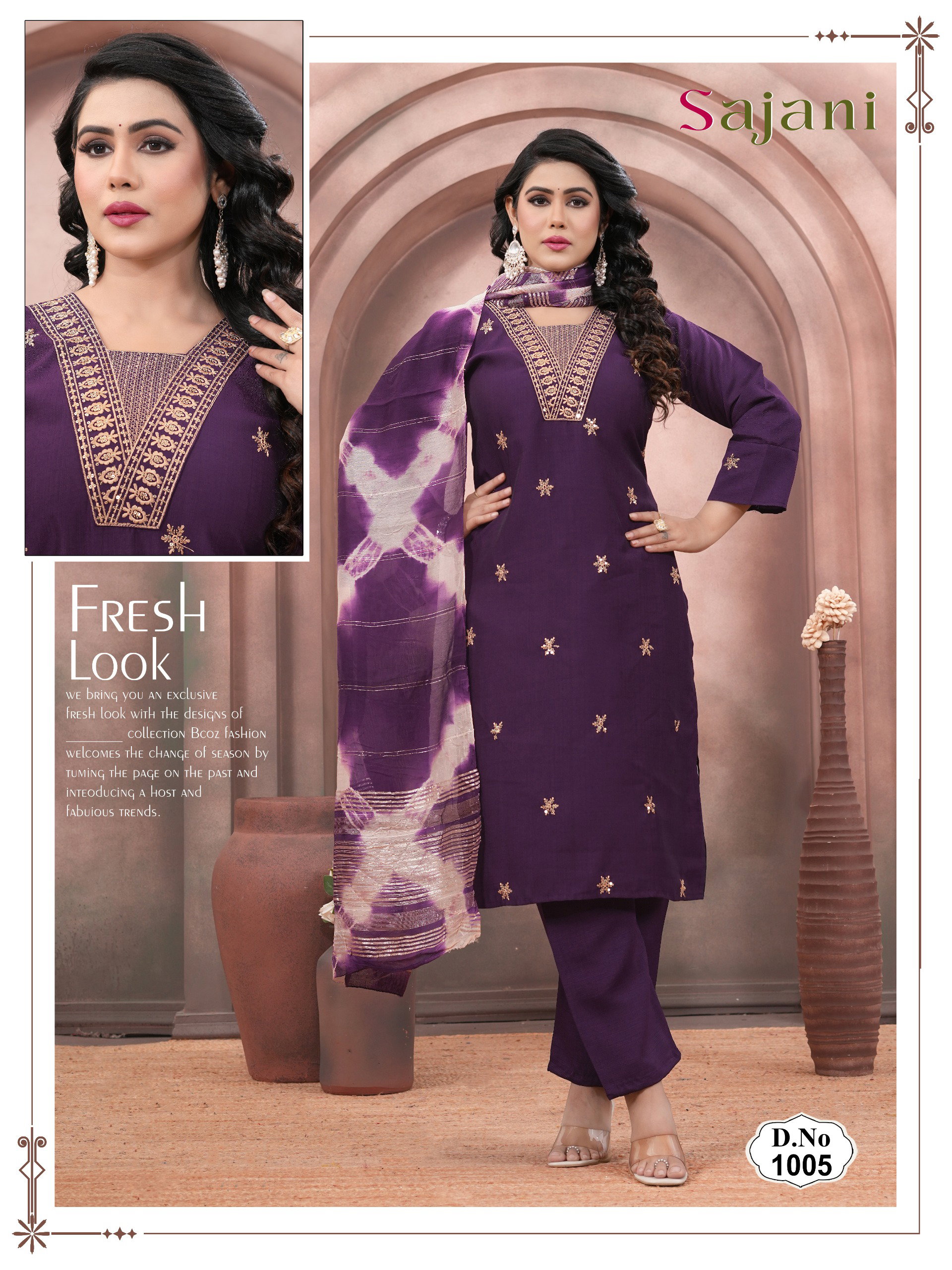 Beauty Sajani Vertican Plain Sequence Embroidery work Kurtis Collection