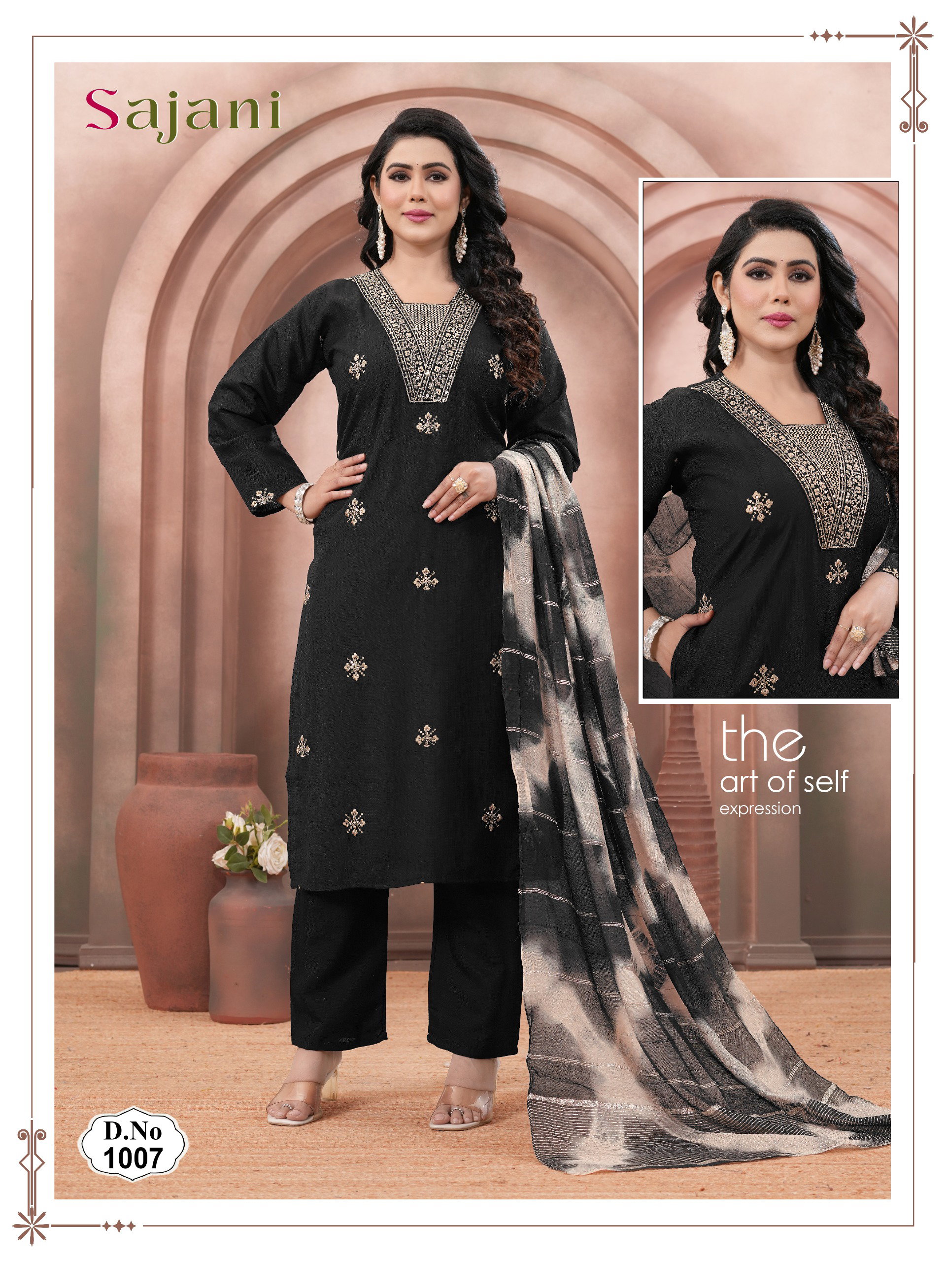 Beauty Sajani Vertican Plain Sequence Embroidery work Kurtis Collection