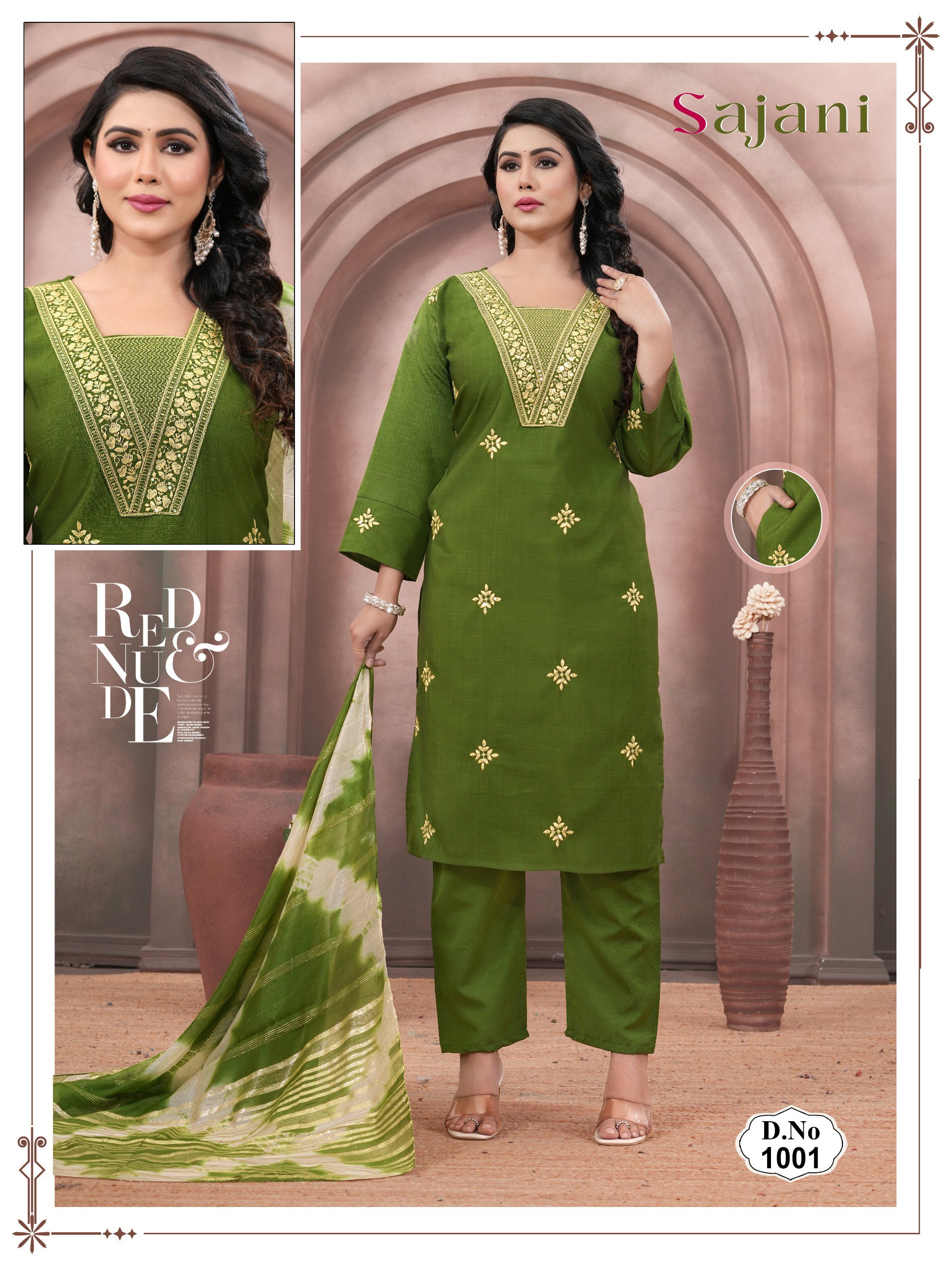 Beauty Sajani Vertican Plain Sequence Embroidery work Kurtis Collection