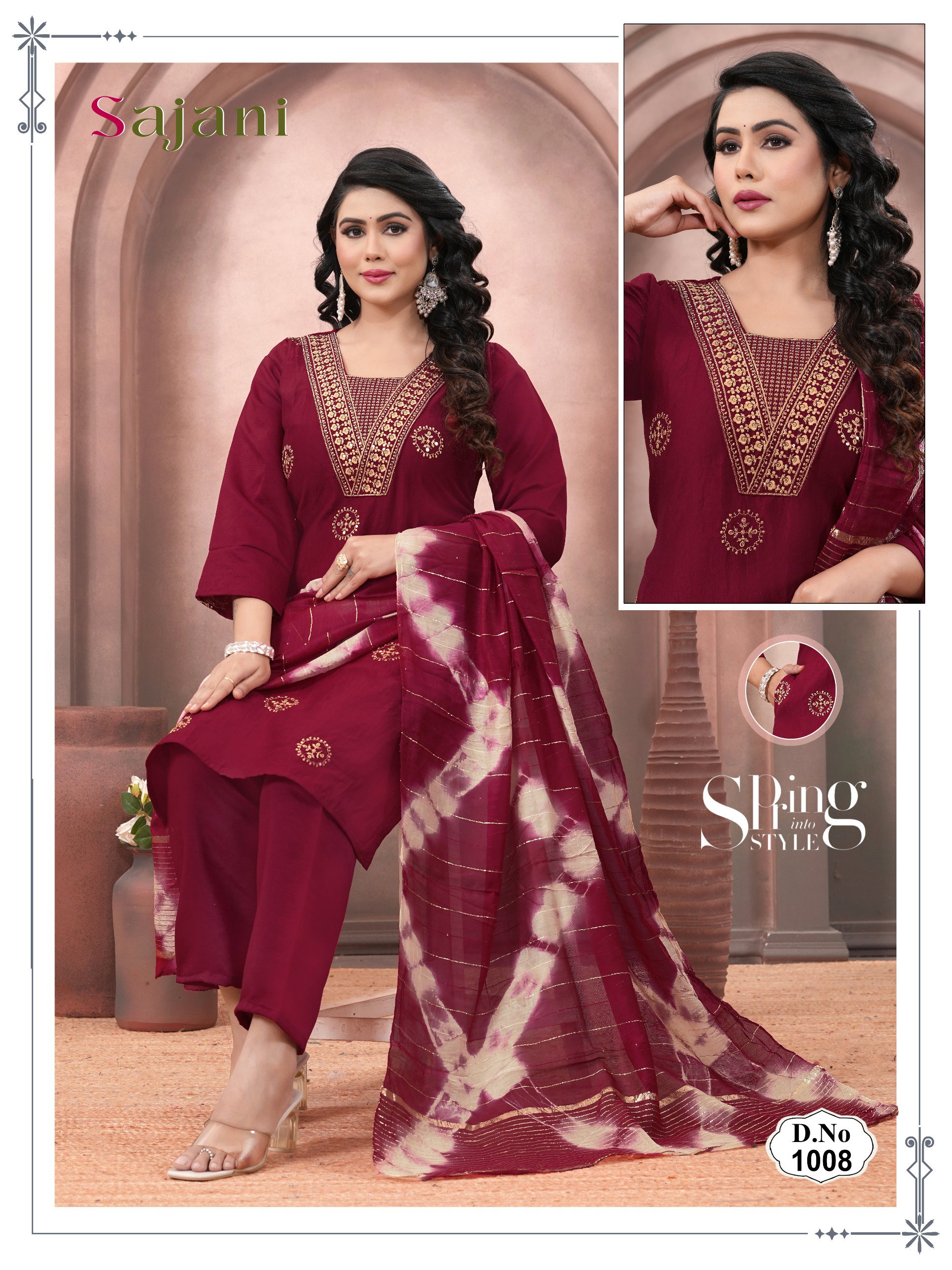 Beauty Sajani Vertican Plain Sequence Embroidery work Kurtis Collection
