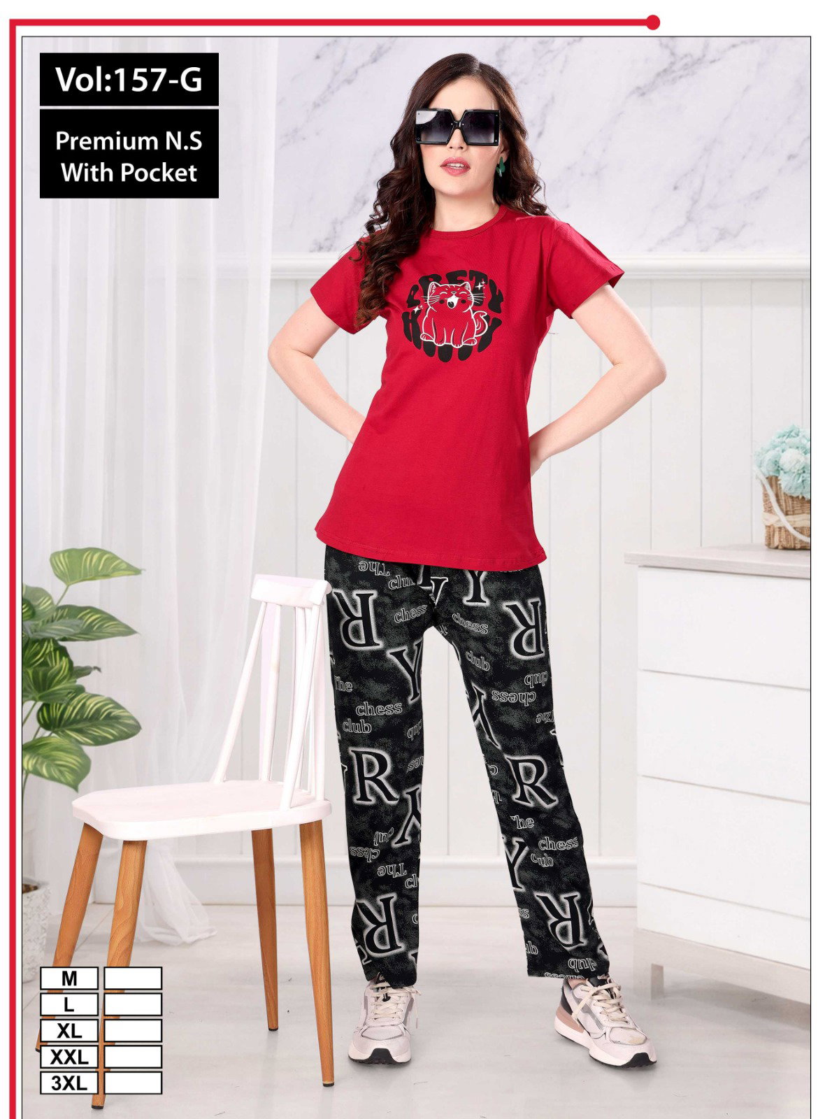Summer Special 157 G Heavy Hosiery Cotton Night Suit With Pocket