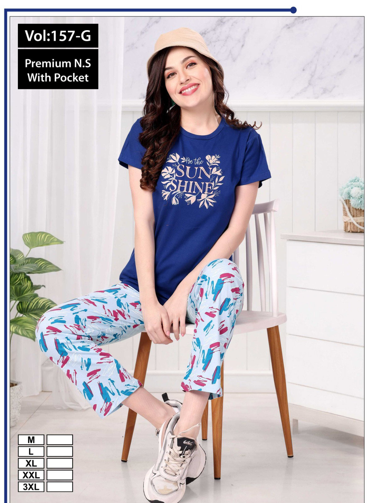 Summer Special 157 G Heavy Hosiery Cotton Night Suit With Pocket