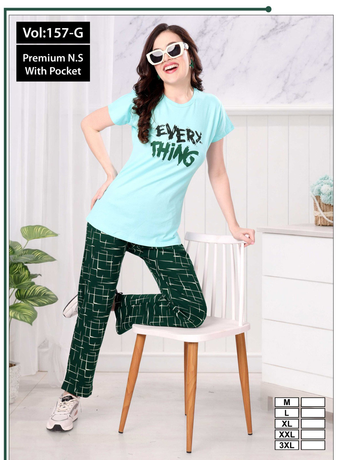 Summer Special 157 G Heavy Hosiery Cotton Night Suit With Pocket